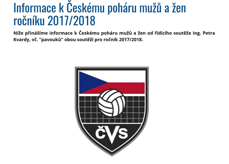 Český pohár mužů 2017/2018 rozlosován!